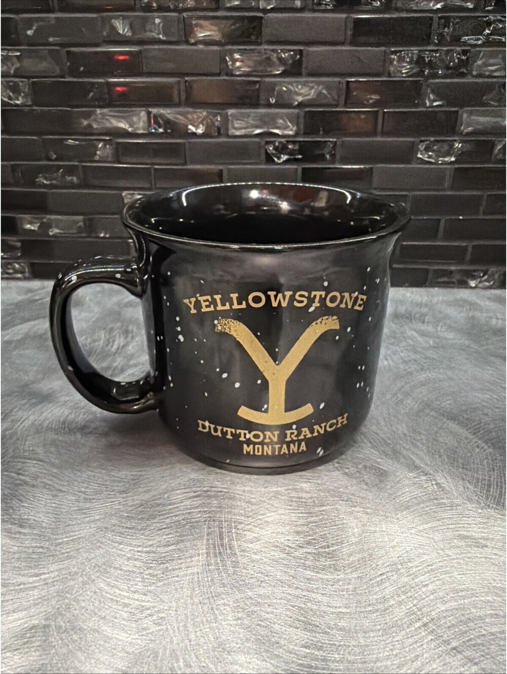 zak! Yellowstone Dutton Ranch Protect This Family Black Speckled Mug Ceramic